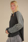 Oversized Floral & Stripe Casual Knit Top |BLACK|