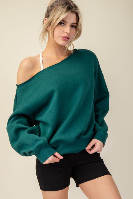 Off the Shoulder Sweatshirt |HUNTER|
