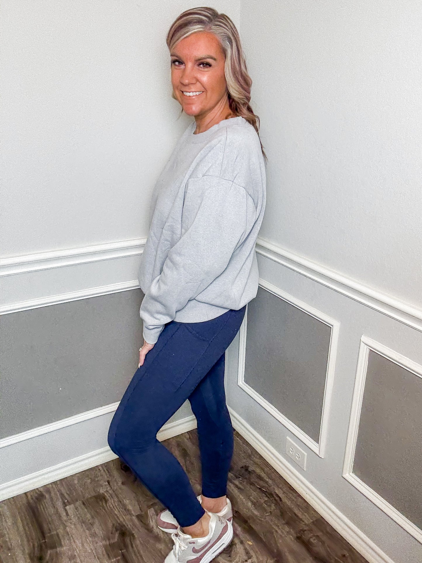 Fleece Boat Neck Sweatshirt |GREY|