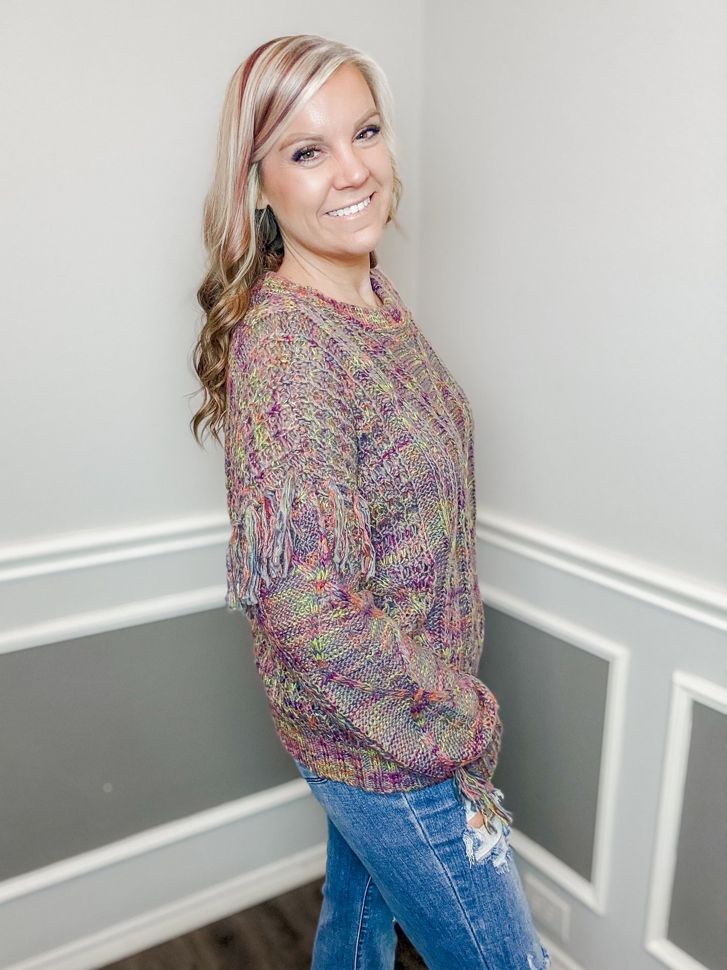 Fringe Multi Color Sweater