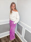 Acid Wash Fleece Palazzo Sweatpants |Light Plum|