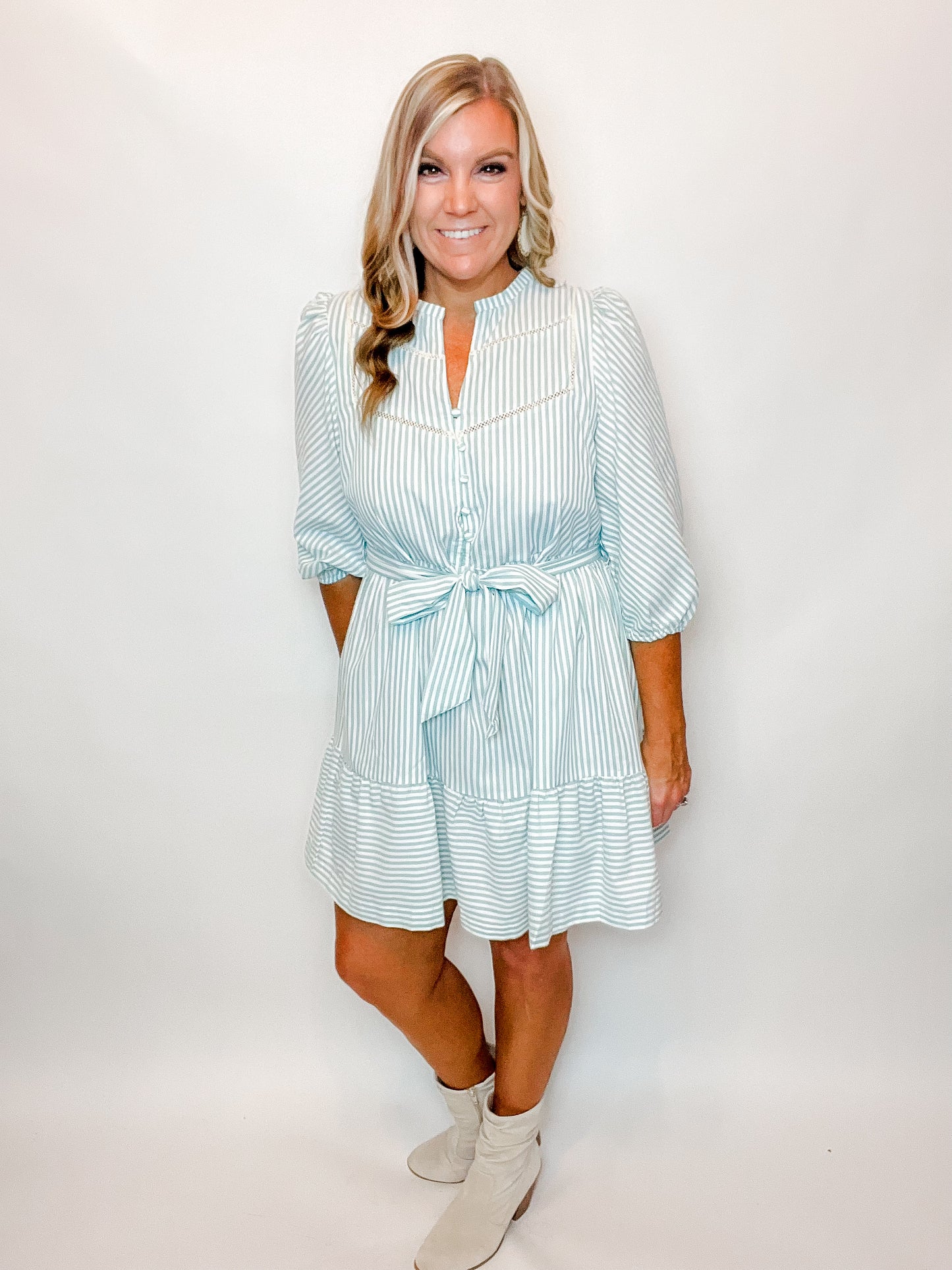 Front Tie Button Down Dress