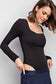 Butter Soft Square Neck Bodysuit |Black|