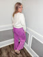 Acid Wash Fleece Palazzo Sweatpants |Light Plum|