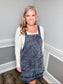 Washed Denim Overall Mini Dress