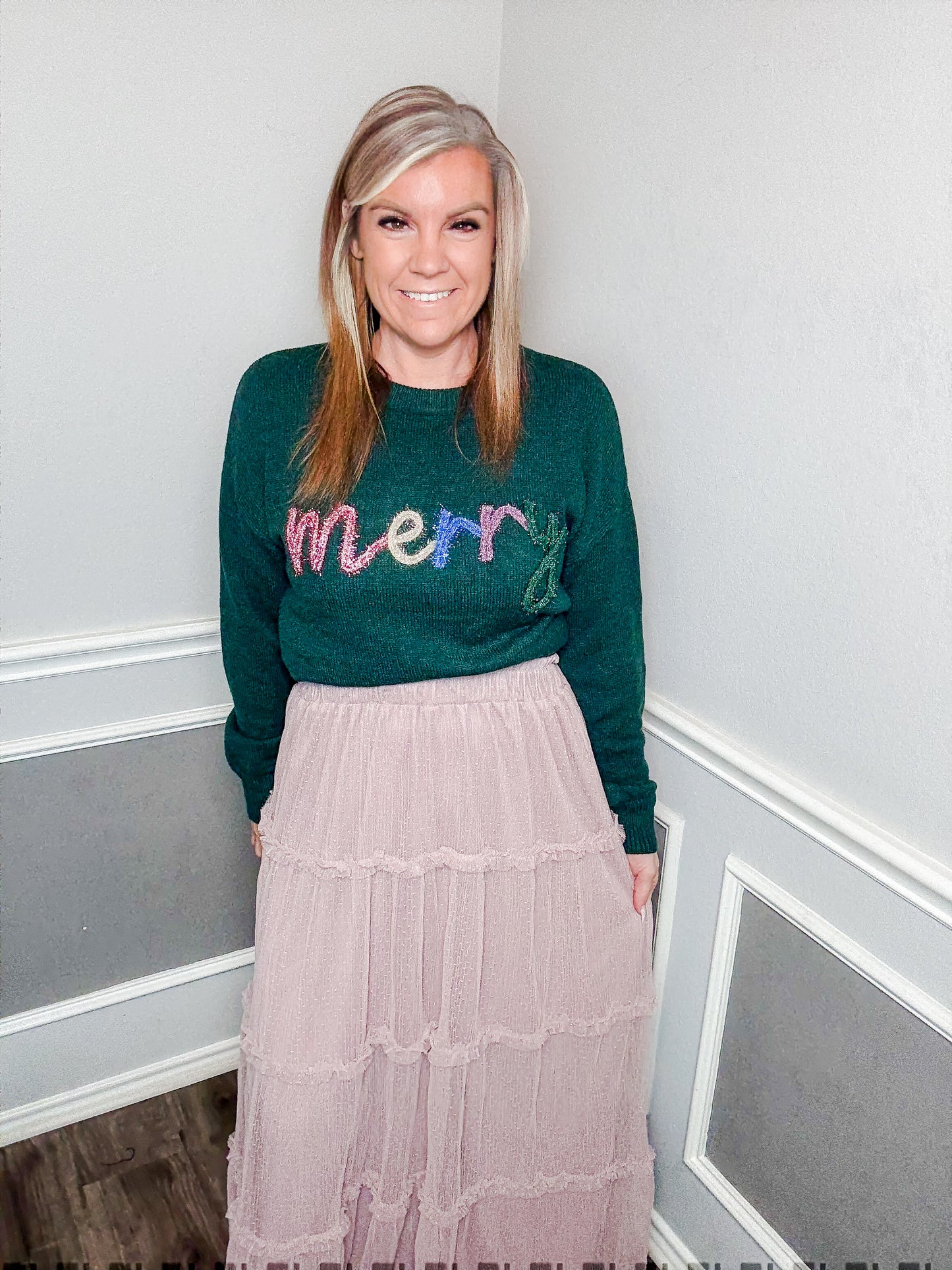 Tulle Tiered Midi Skirt |PINK|