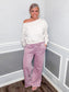 Acid Wash Fleece Palazzo Sweatpants |Light Rose|