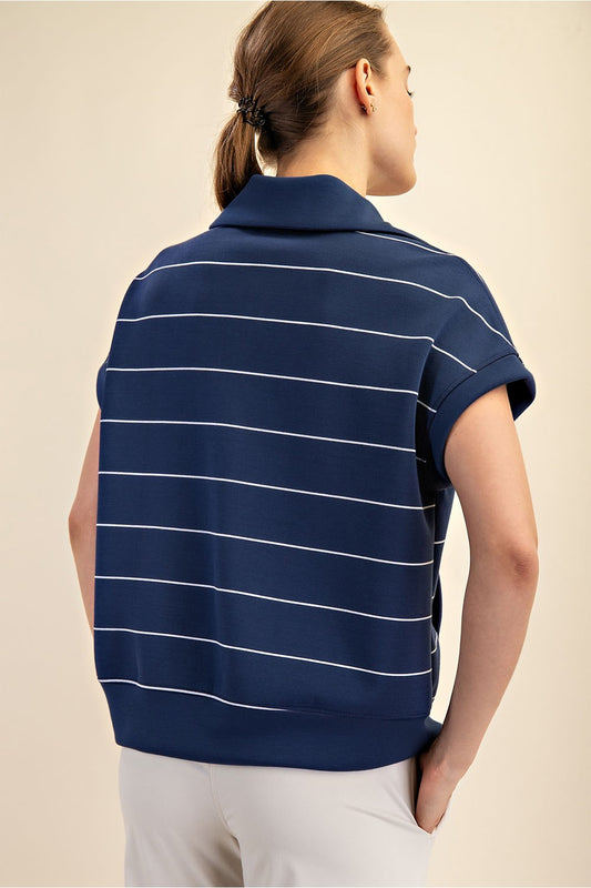 Short Sleeve Scuba Quarter Zip Pullover