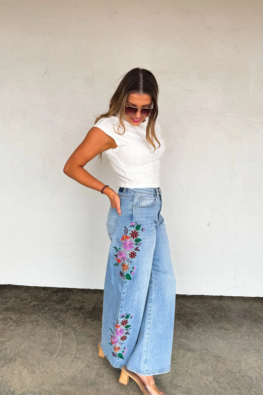 PREORDER: Floral Embroidered Jeans