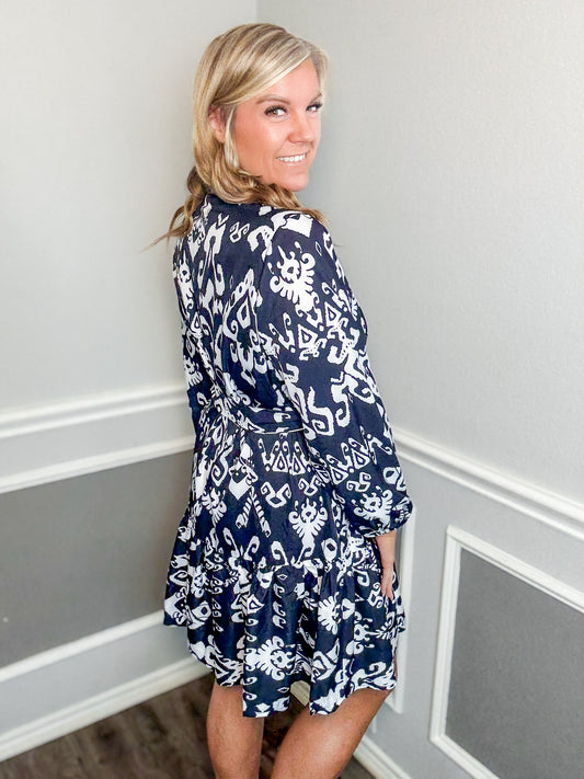 Mix Print Black Dress