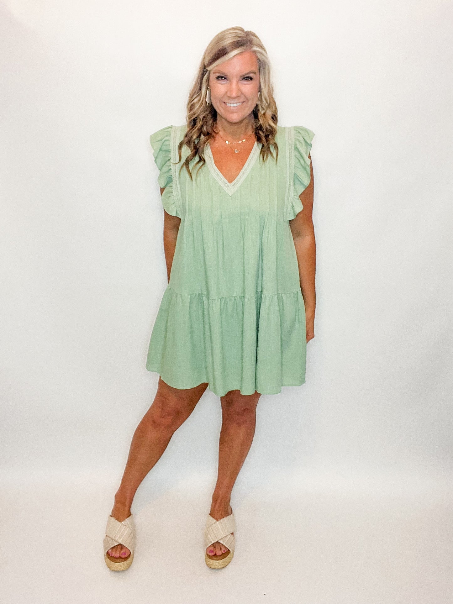 Sage Linen Mini Dress