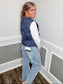 Floral Print Front Tie Quilted Vest