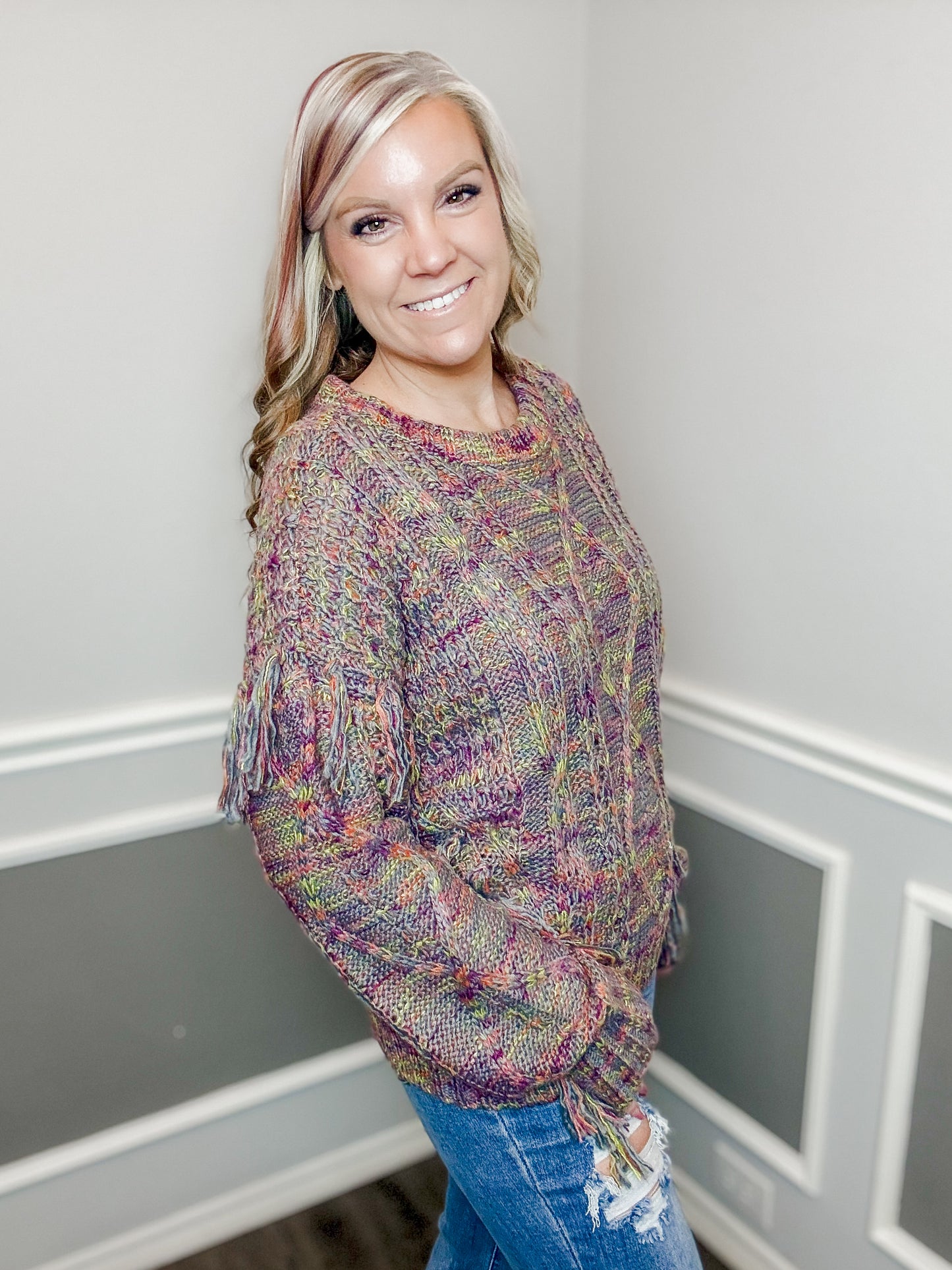 Fringe Multi Color Sweater