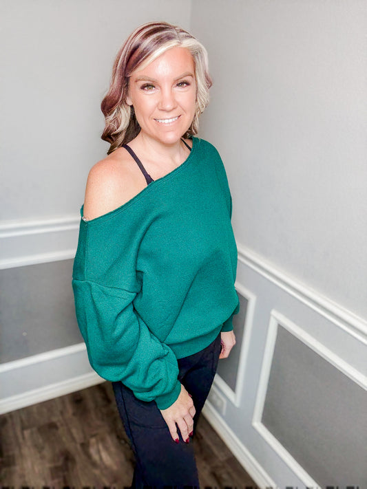 Off the Shoulder Sweatshirt |HUNTER|