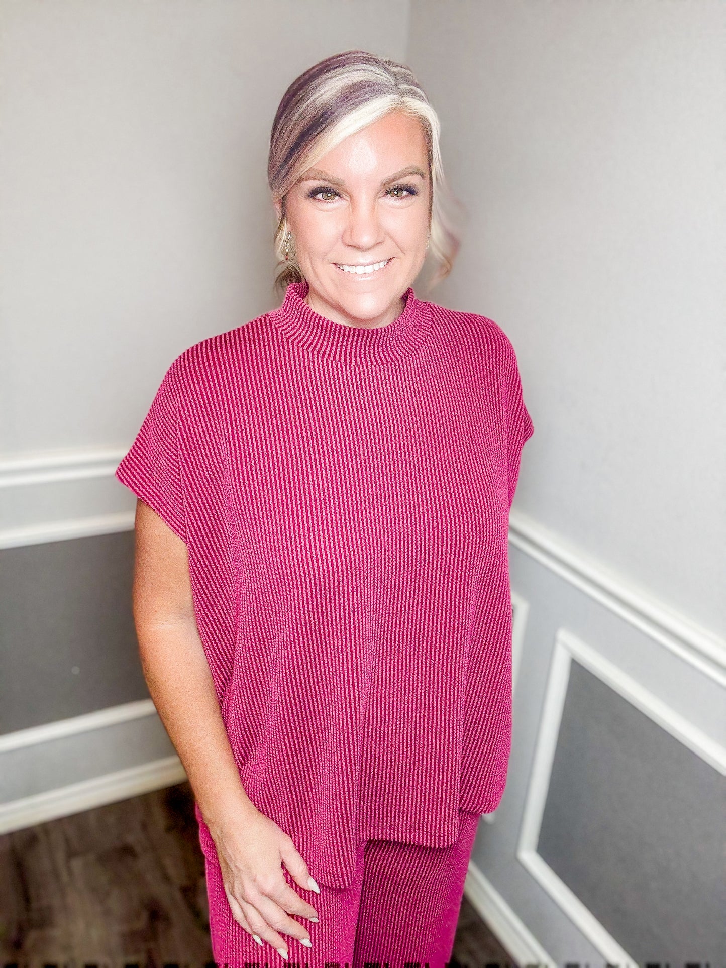 Raised Rib Short Sleeve Tee & Pants Set