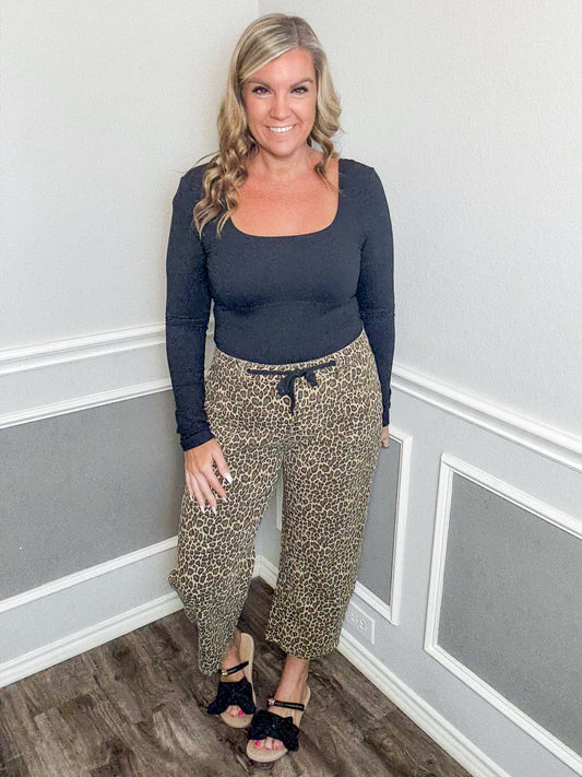 Denim Leopard Barrel Jeans