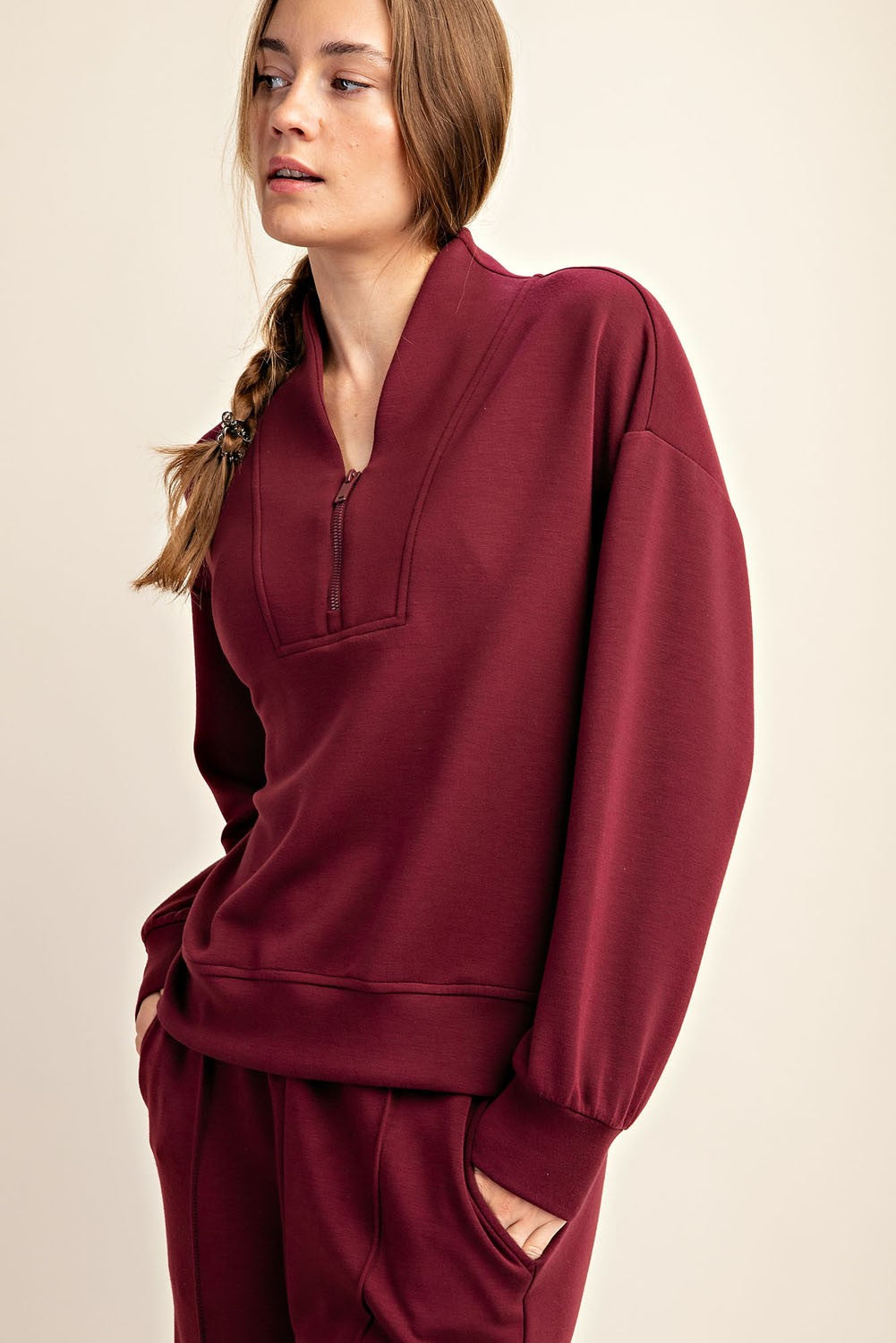 Scuba Luxe Pullover |WINE|