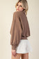 Rib Brushed Quarter Zip Top |Brown|