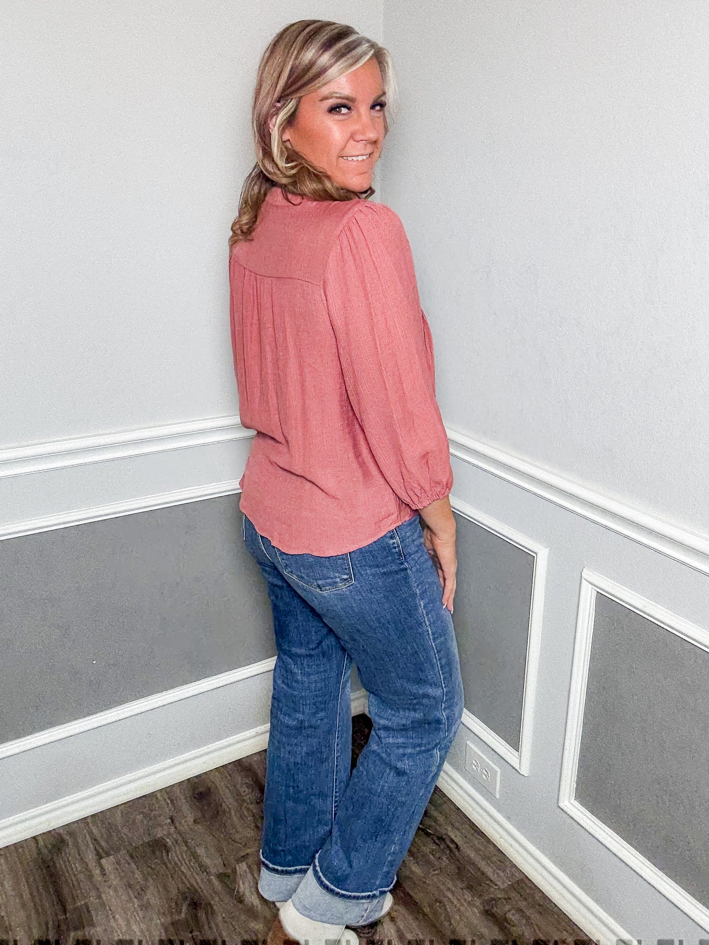 Front Tie Pleated Top |TERRACOTTA|