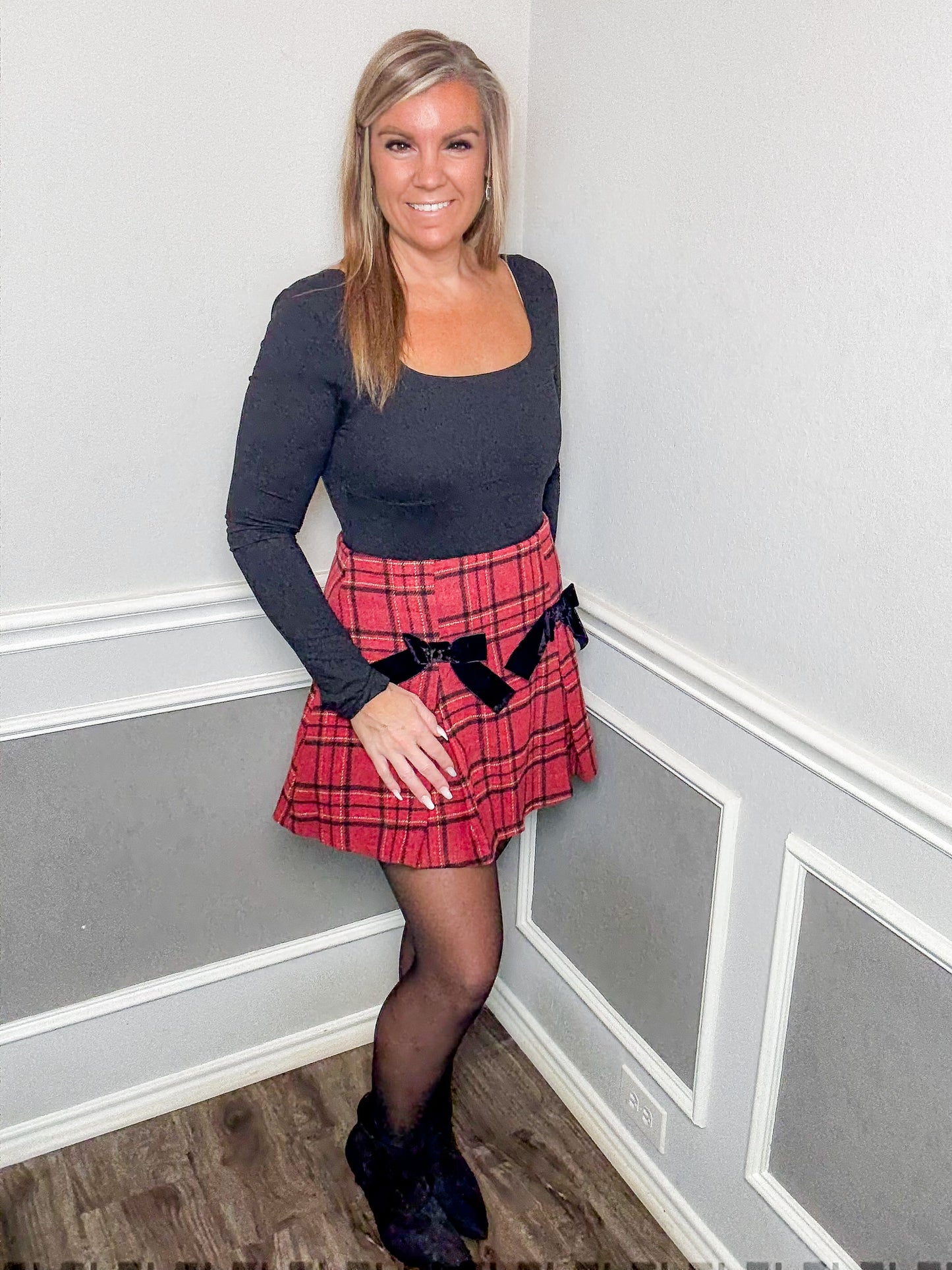 Velvet Bow Holiday Skort