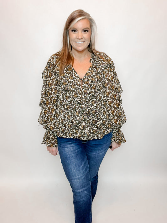 Ruffled Floral Blouse