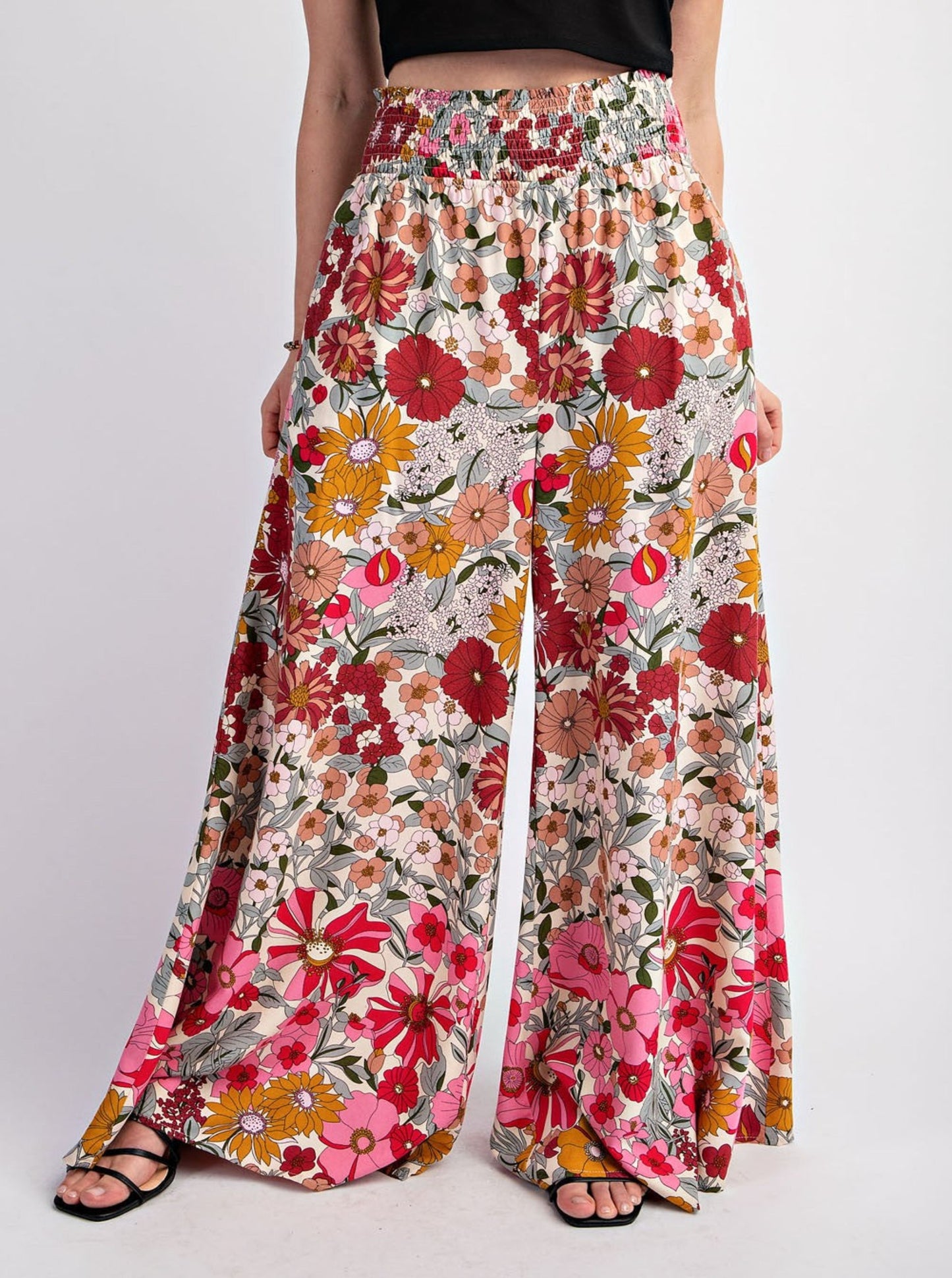 Floral Wide Leg Pants |ROSE|