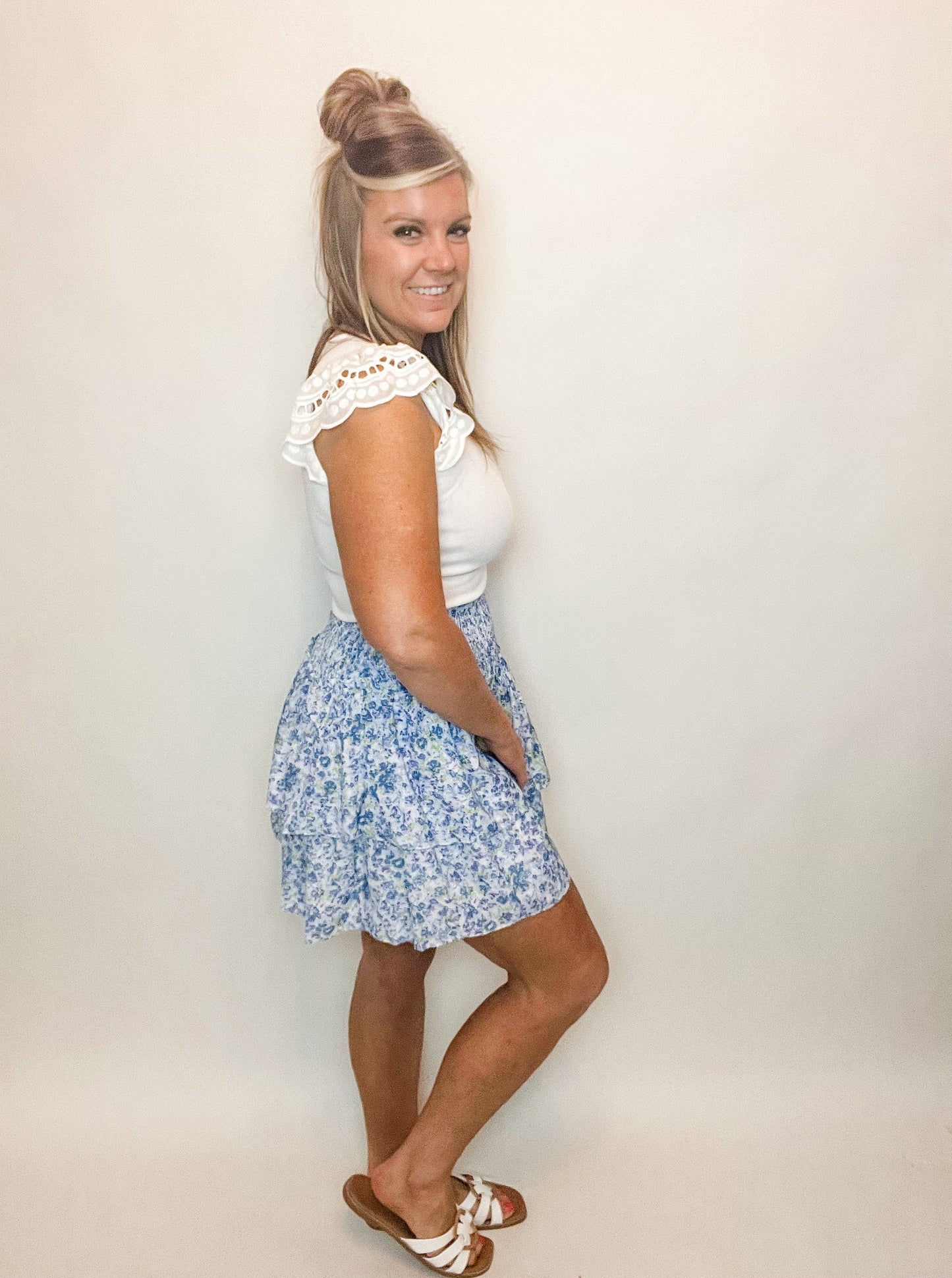 Blue Rose Mini Skirt