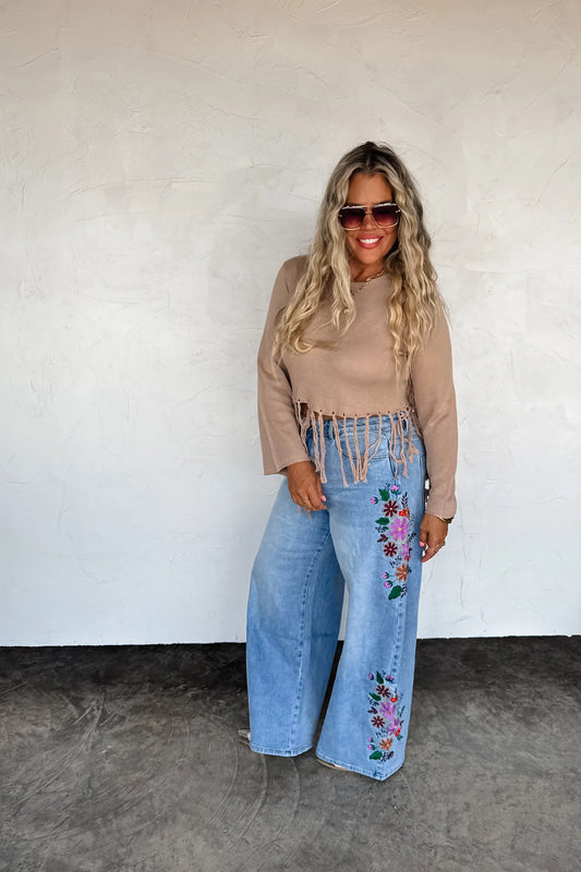 PREORDER: Floral Embroidered Jeans