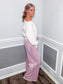 Acid Wash Fleece Palazzo Sweatpants |Light Rose|