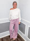 Acid Wash Fleece Palazzo Sweatpants |Light Rose|