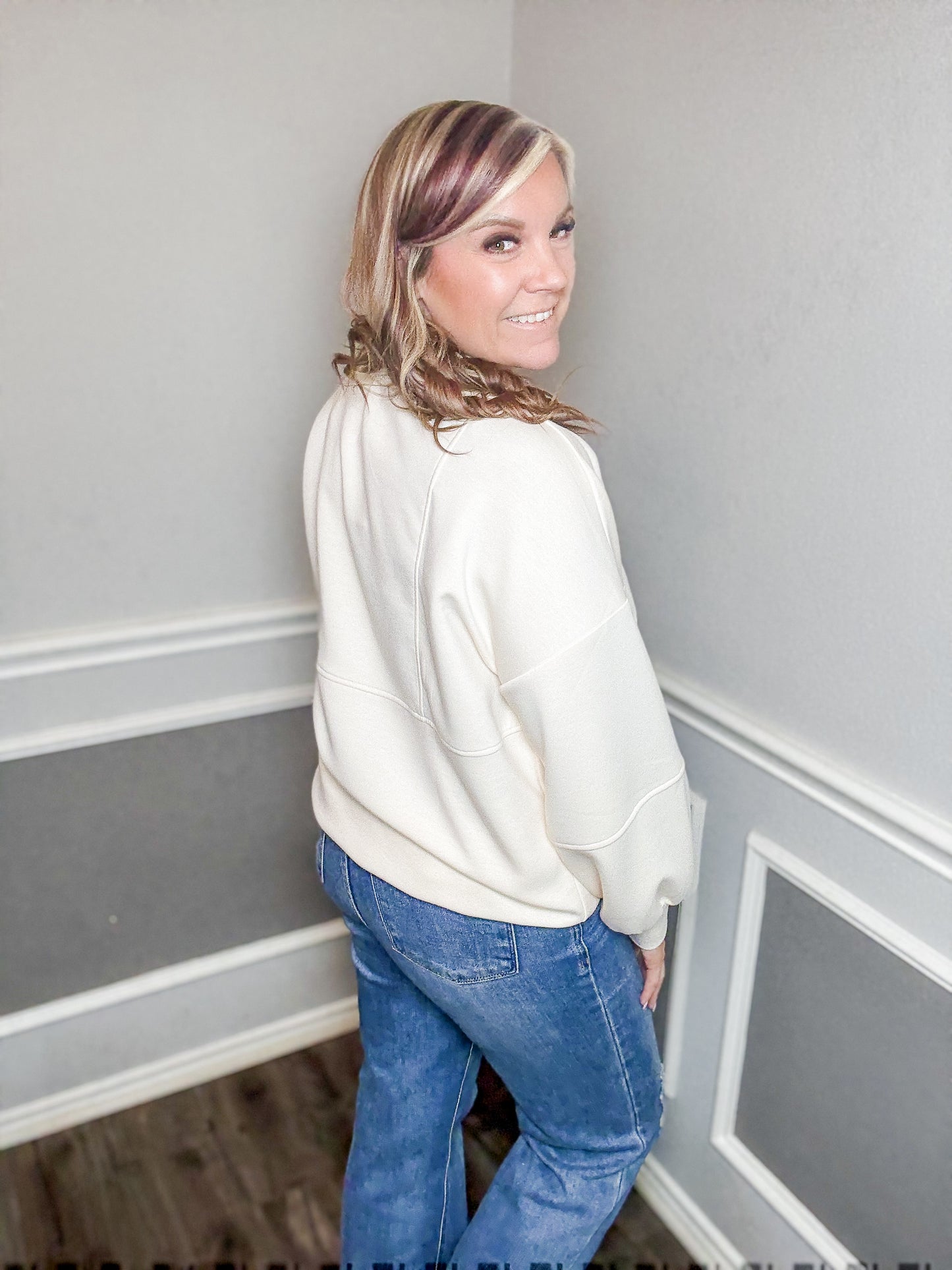 Half Zip Oversized Casual Comfy Knit Top