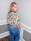 Botanical Print Scallop Trim Top