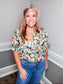 Botanical Print Scallop Trim Top
