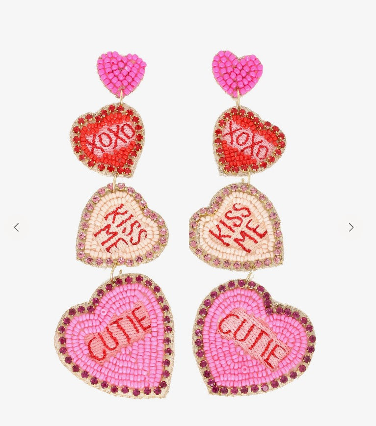 Conversation Heart Seed Bead Earrings