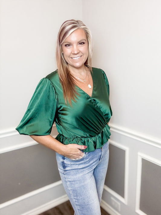 Satin Bodysuit |HUNTER GREEN| - 1 small left