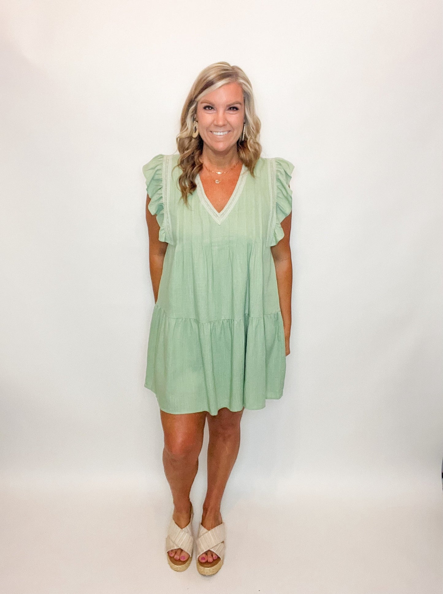 Sage Linen Mini Dress