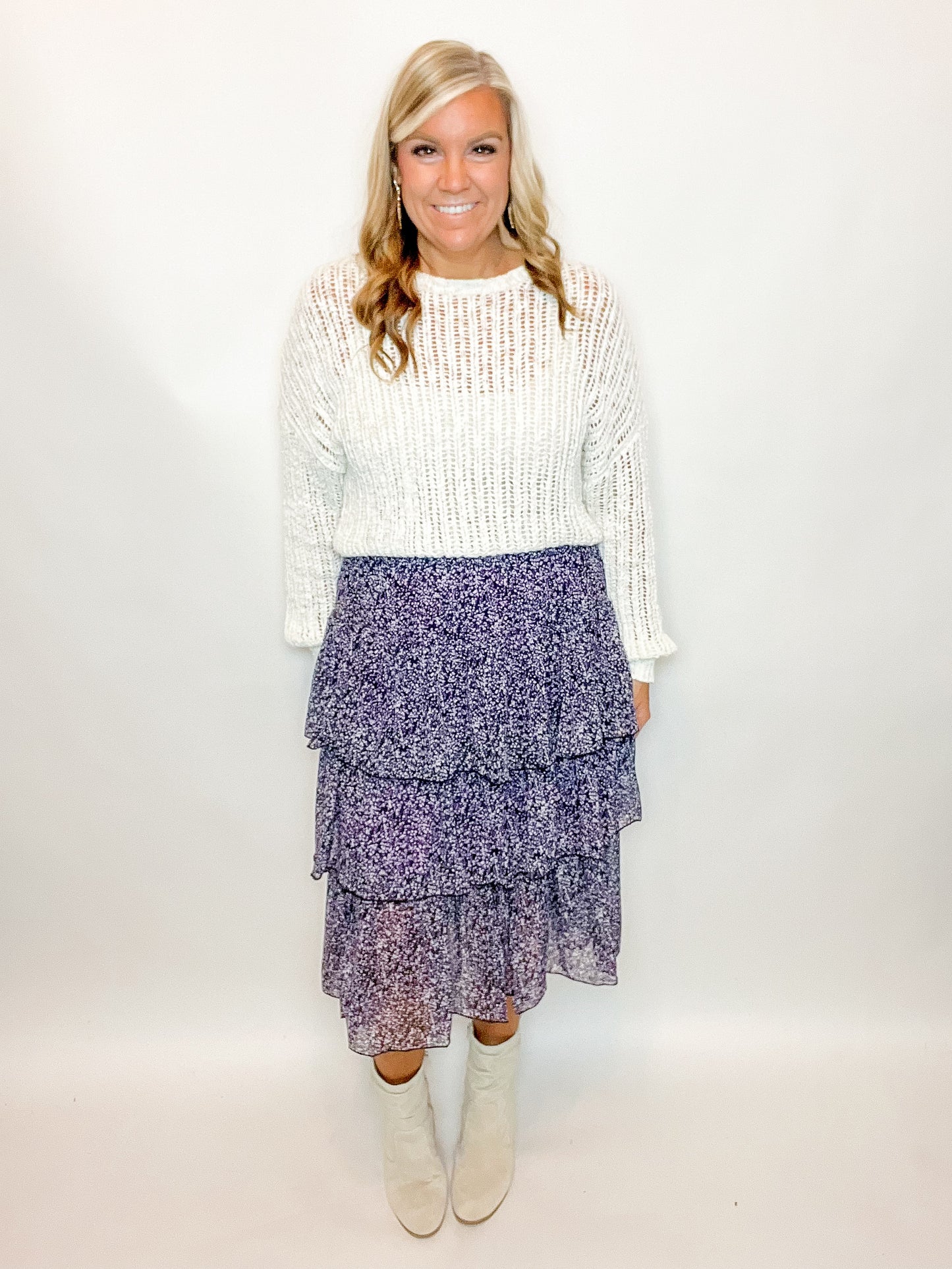 Tiered Layered Midi Skirt