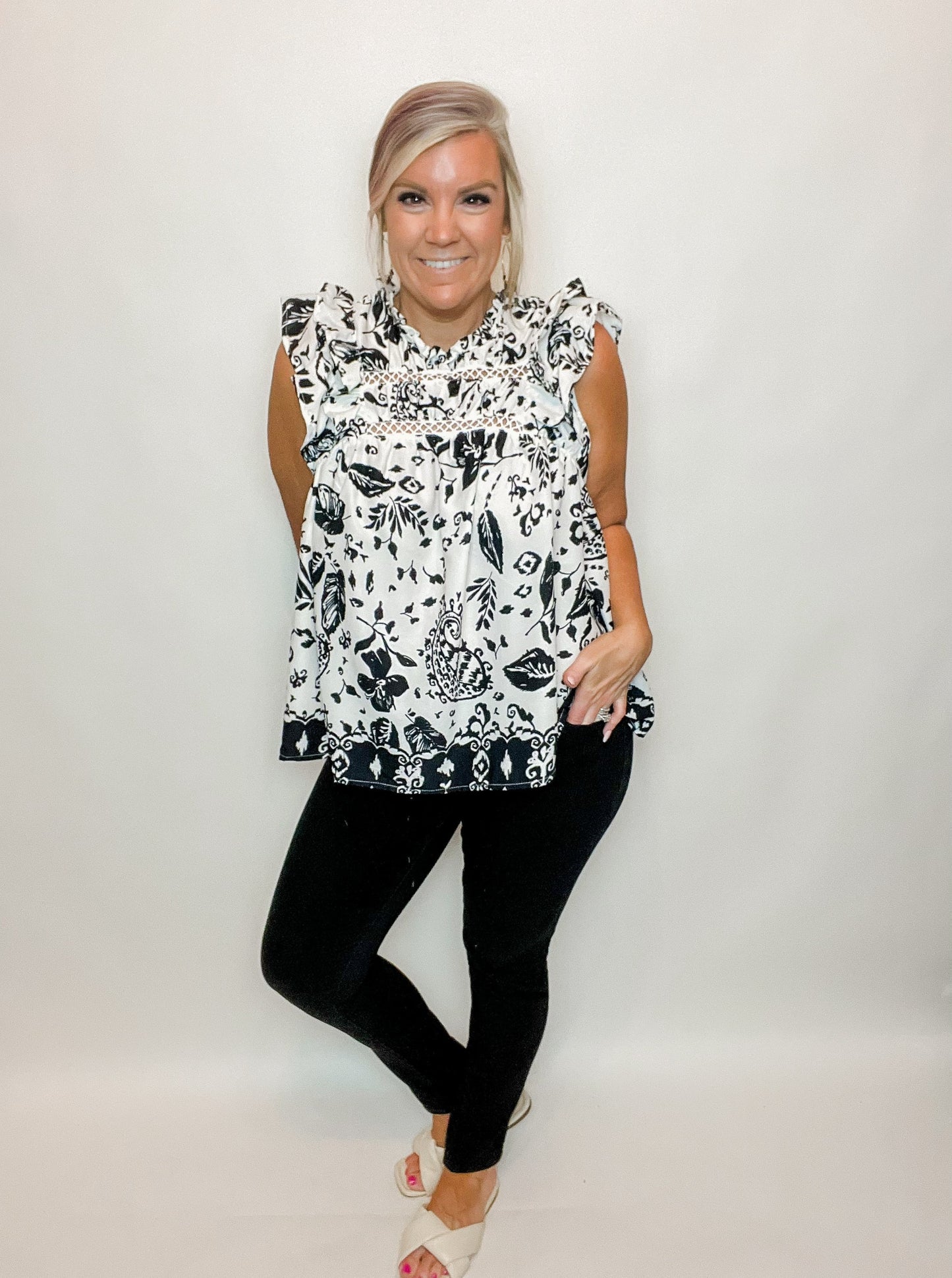 Paisley Flutter Sleeve Top