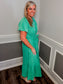 Mineral Wash Midi Dress |GREEN|