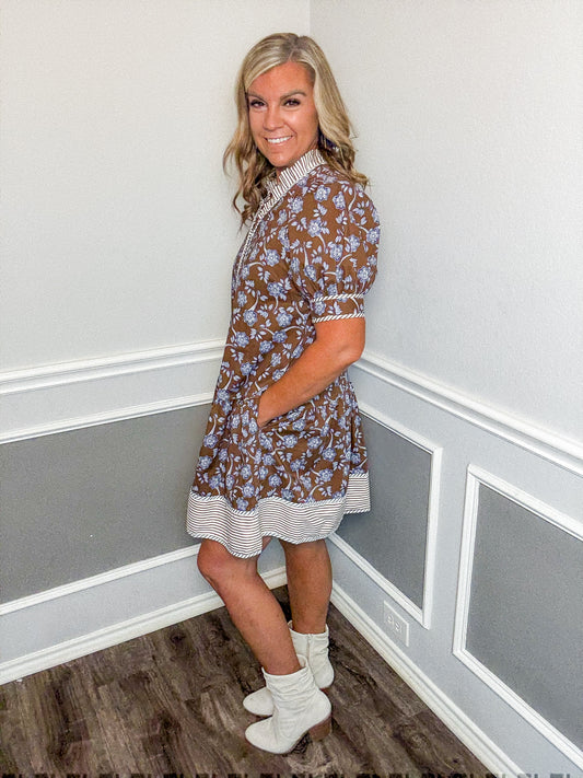 Floral Puff Sleeve Mini Dress
