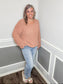 Chunky Knit Sweater Top With Flower Detail Sleeves