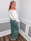 Acid Wash Fleece Palazzo Sweatpants |Dark green|
