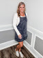 Washed Denim Overall Mini Dress