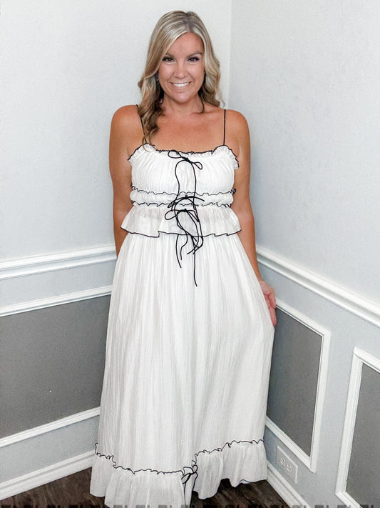 Bow Tie Ruffle Top and Skirt Set