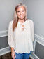Front Tie Pleated Top |BEIGE|