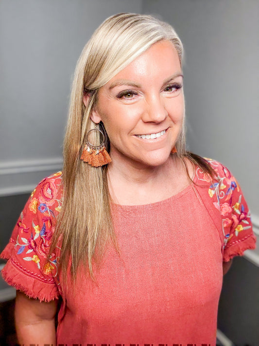 Tassel Hoop Earrings |RUST|