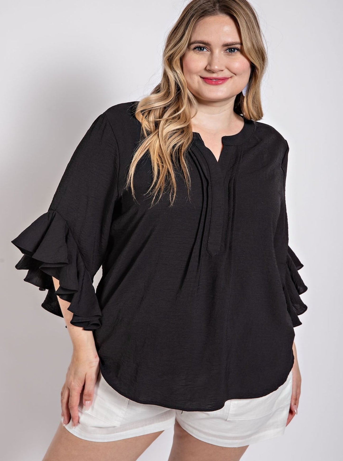 Ruffled Bell Sleeve Top CURVY