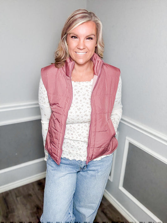 Solid Puffer Padded Vest