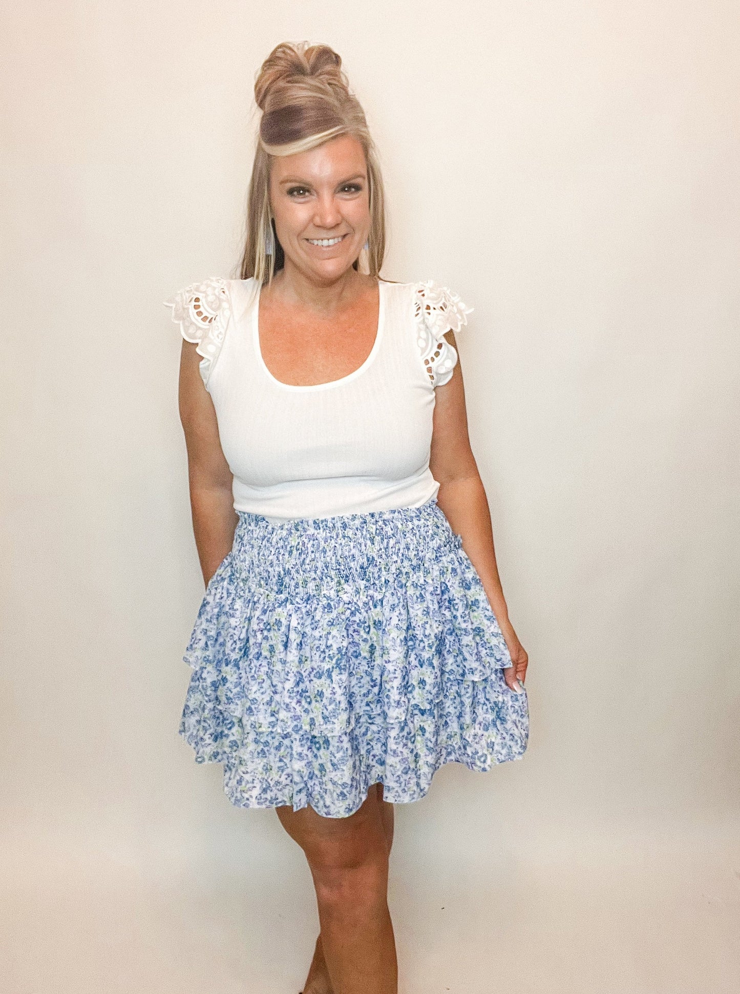 Blue Rose Mini Skirt