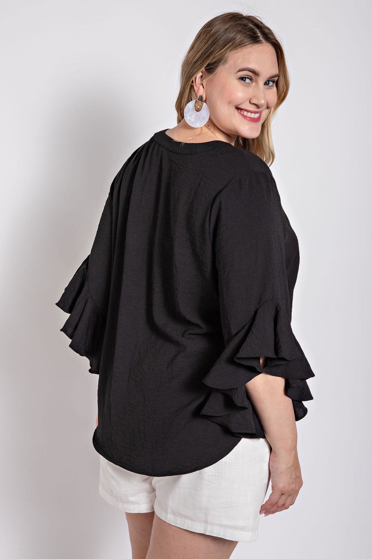 Ruffled Bell Sleeve Top CURVY